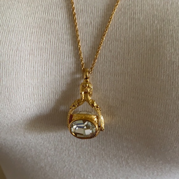 Vintage Joan Rivers Crystal Fidget Spin Gold Tone Necklace - Picture 5 of 12